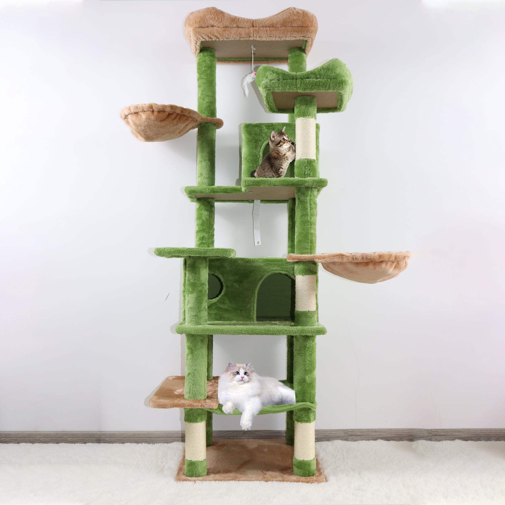 6-Level Cat Tree, Removable Cushions, Sisal Scratching Posts, Cozy Hideaways & Hammocks