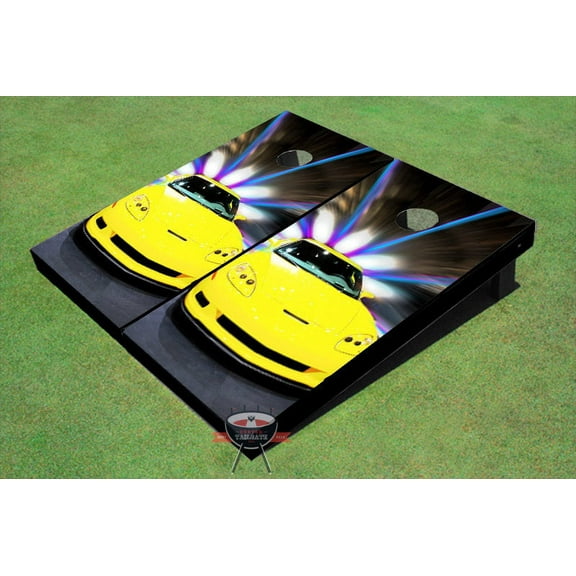 Yellow Corvette Themed Cornhole Boards