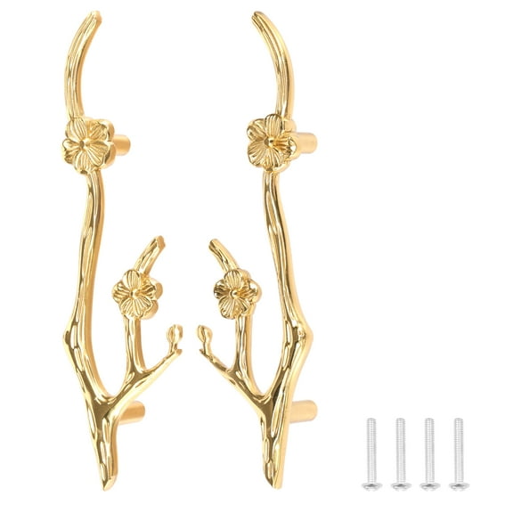 Threns 2Pcs Brass Cabinet Knob Branch Shape Drawer Knob Comfortable Drawer Handle Labor Saving Cabinet Handle for Home Cupboard