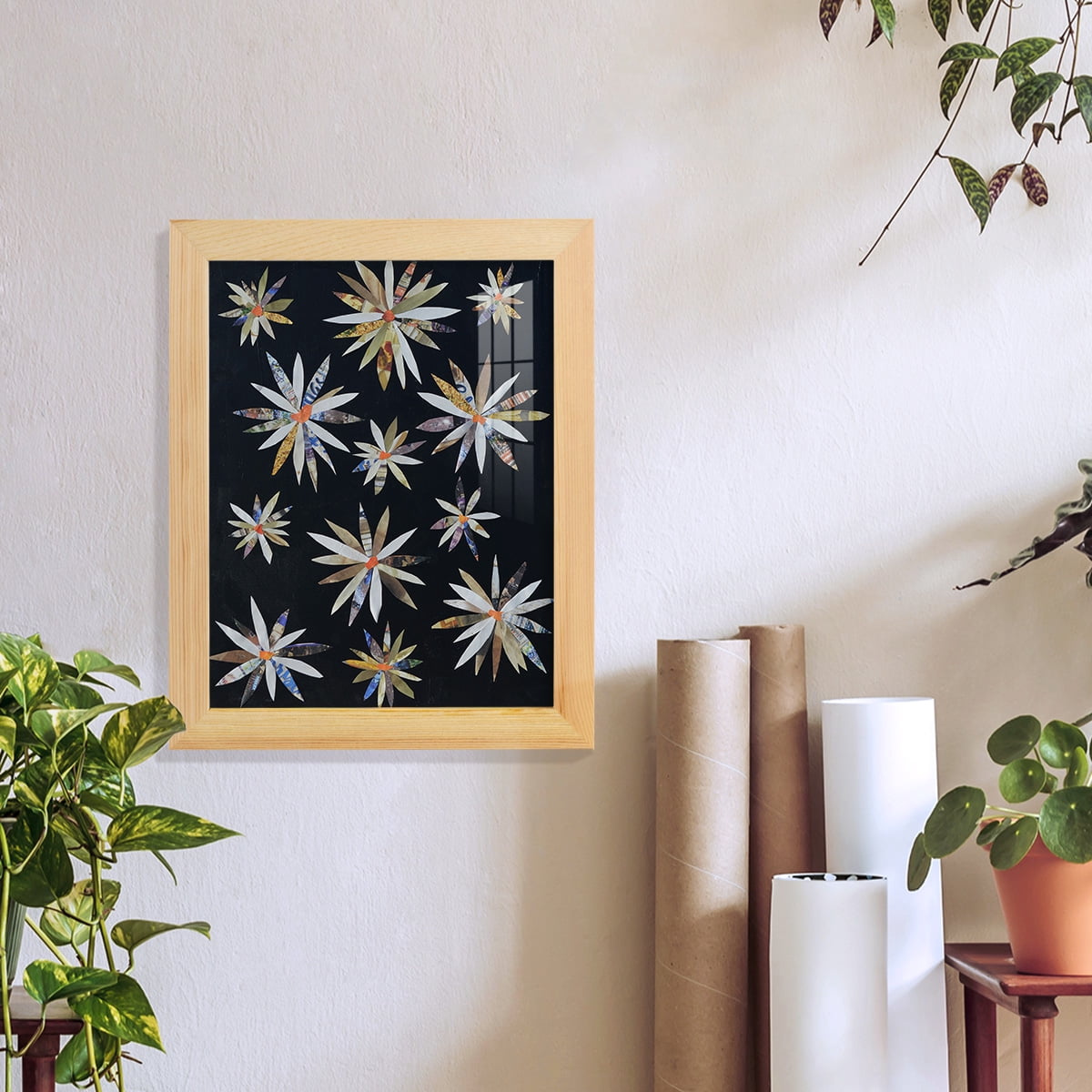 Starburst Too I - Framed Print w/glass - Natural Wood