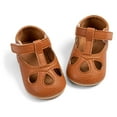 thumbnail image 6 of Zwiiyzr 2024 Infant Baby Girls Princess Flats Toddler First Walkers Soft PU Leather Non-Slip Crib Wedding Dress Shoes Brown, 6 of 6
