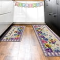 thumbnail image 5 of Hello Spring Floral Flower Kitchen Rugs Set of 2, Pansy Butterfly Purple Plaid Check Farmhouse Kitchen Mats Decor, Love Hearts Floor Door Mat Home Decorations -17x30 and 17x47 Inch, 5 of 5