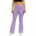 thumbnail image 5 of Women's Fleece Lined Pants High Waist Winter Thermal Warm Flare Leggings Hiking Yoga Pants Women with Pockets,Purple XL, 5 of 6