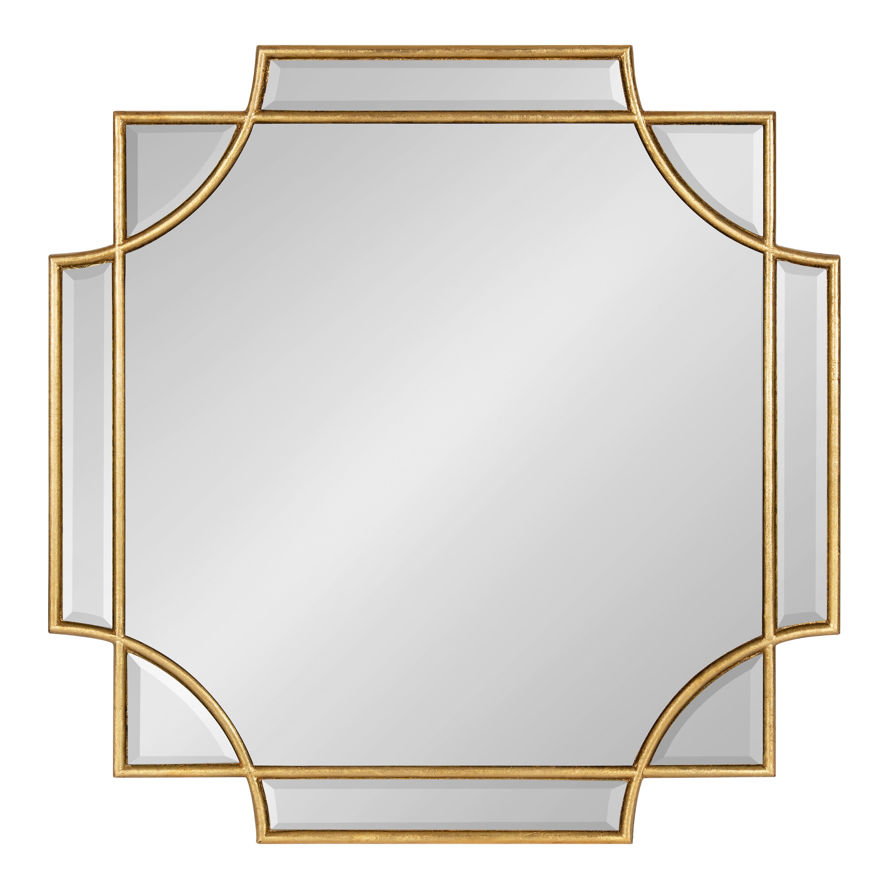 Kate and Laurel Minuette Glam Square Wall Mirror, 24" x 24", Gold, Elegant Traditional Home Decor With A Boho Charm