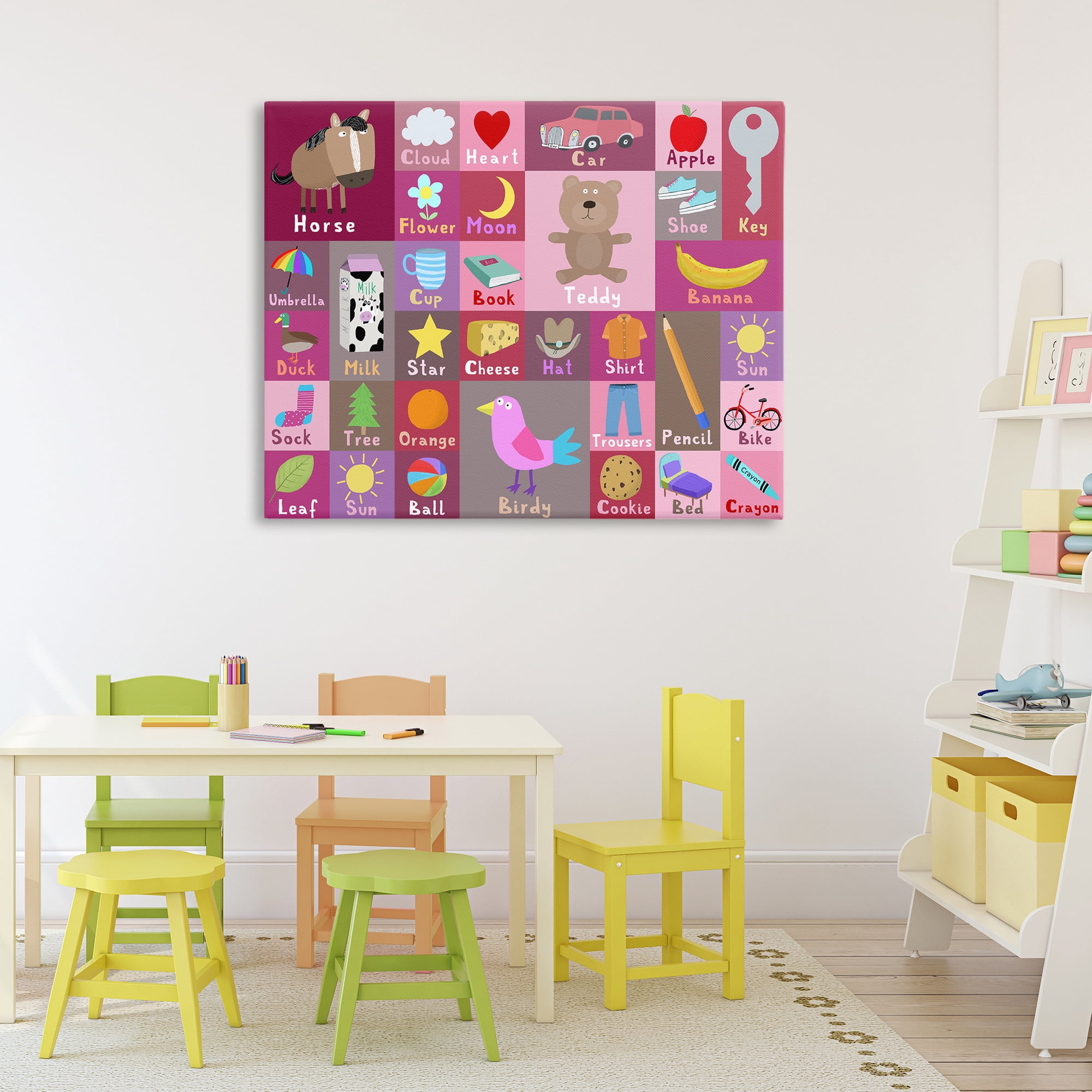 Stupell Industries Pink First Words Canvas Wall Art, design by Carla Daly