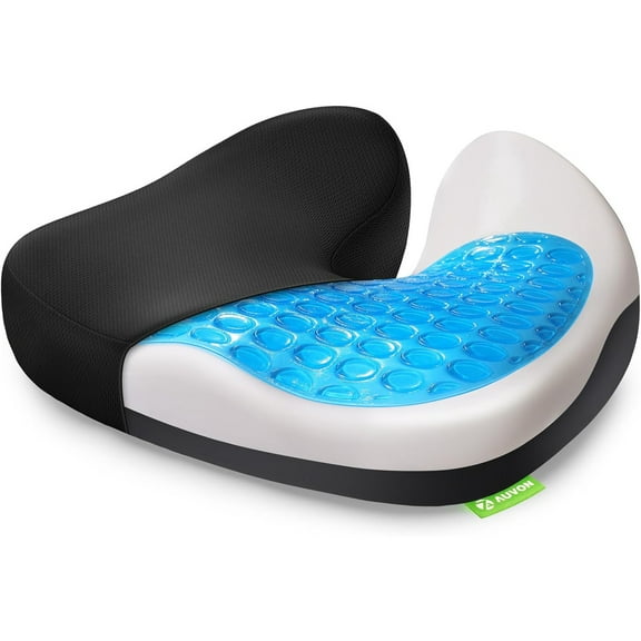 Multi-Layer Gel Seat Cushion for Ideal Support & Softness, Cooling Memory Foam Chair Cushion for Hemorrhoid, Sciatica & Tailbone Pain Relief, Anti-Slip Back Seat Pillow