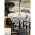 thumbnail image 6 of Square Outdoor Tablecloth with Umbrella Hole Purple Lavender Outside Table Cloth Waterproof Patio Table Cover Botanical Blossom Motif Leaves Spring Zipper Tablecloths for Picnic Camping 60x60 Inch, 6 of 8