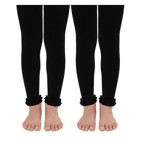 Jefferies Socks Girls Baby Toddler Ruffle Lace Trim Pima Cotton Footless Tights 2 Pack