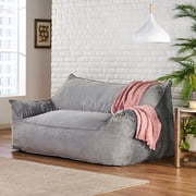 Noble House Pickerel Velvet Bean Bag Chair, Gray