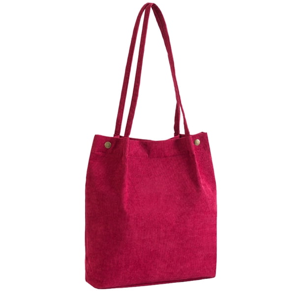 Bolso de lona de pana, bolso bandolera versátil, color rojo vino