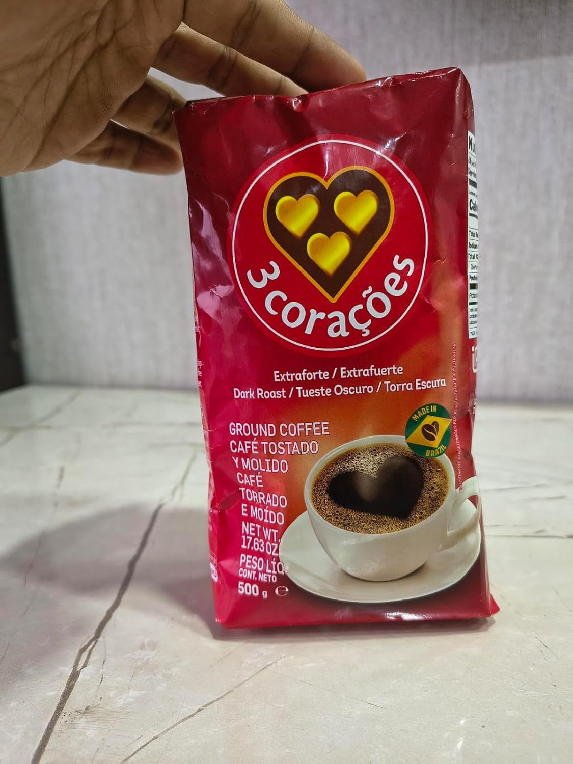 3 Coracoes Extra Forte Brazilian Ground Coffee - 17.6 ounce, Pack of 1