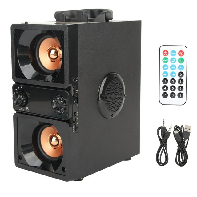 Mini subwoofer Bluetooth multifuncional con 4 altavoces magnéticos de rango completo y control remoto.