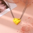 thumbnail image 5 of Collar con colgante de corazón de ladrillo colorido para parejas para la amistad Juego de joyas de rompecabezas de dos piezas -3 piezas, 5 of 5