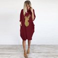 thumbnail image 2 of Vestidos casuales sueltos para mujer, vestido holgado de manga larga para otoño y verano, vestido de fiesta con bolsillos estampados de talla grande para mujer, 2 of 5
