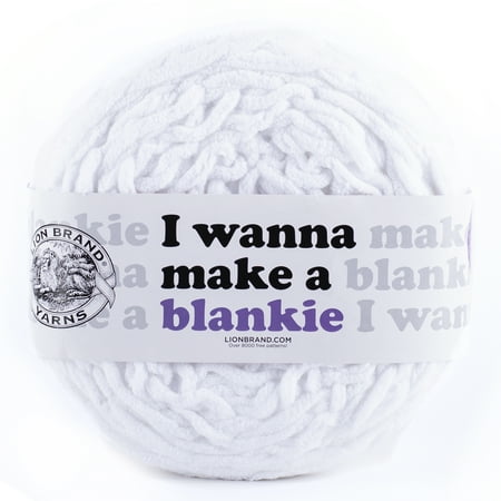 UPC: 0842093120476 | Lion Brand Yarn I Wanna Make a Blankie Snow 1 Ball Blanket Super Bulky Polyester White Yarn