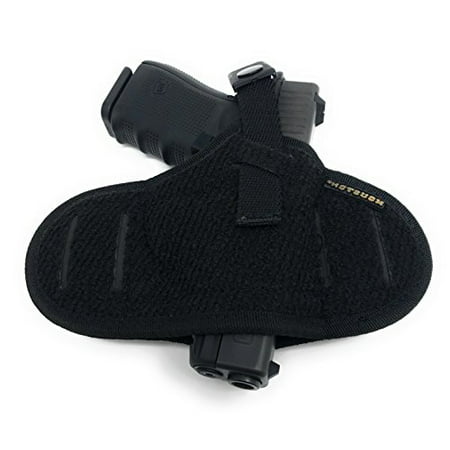 Tactical Pancake Gun Holster Houston - Nylon Concealed Carry Soft Material | Suede Interior for Maximum Protection | Outside Belt Slide | Ambidextrous Fit: Glock 19 23 32 26 27 33 30 | M&P Shield, XDs