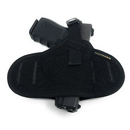 Tactical Pancake Gun Holster Houston - Nylon Concealed Carry Soft Material | Suede Interior for Maximum Protection | Outside Belt Slide | Ambidextrous Fit: Glock 19 23 32 26 27 33 30 | M&P Shield, (Best Value Gun Belt)