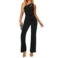 thumbnail image 2 of Sevevn Fashion Women's One Shoulder Sleeveless Zipper Solid Color Jumpsuit Black M Holiday Gift Finder, 2 of 6