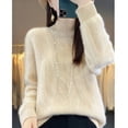 thumbnail image 3 of Suéter de mujer otoño/invierno de alta calidad, suave, 100 % lana merino, con cuello medio alto y parte superior de suéter de cachemira gruesa, 3 of 5