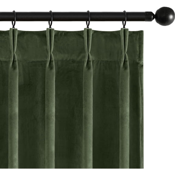 Olive Green Velvet Curtains 96 inches Long Pinch Pleated Blackout Drapes with Hooks Thermal Insulated Pleat Panels for Bedroom Living Room 2