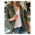 thumbnail image 6 of Women Anorak Jackets Zip Up Snap Buttons Parka Utility Coats Outwear with Pocket Army Green XXXL, 6 of 8