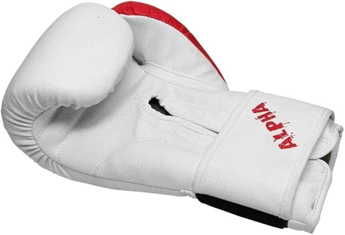 The Champ Fight Gear Alpha Series Boxing Gloves with Wrist Support for Boxing Kickboxing Muay Thai Training or Sparring Punching Bag Mitts,Red/White, 12Oz