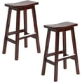 thumbnail image 1 of FDW Kitchen Counter Stools Set of 2, Solid Wooden Saddle Stool, Barstools for Patio, Balcony and Kitchen Counter, Brown, 1 of 7