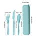 thumbnail image 3 of Set de utensilios de viaje para paja de trigo - Cuchillo y cuchara con tenedor de 4 piezas y estuche • Cubertería portátil para acampada, picnic, oficina • Plástico sin BPA • Naranja, azul, verde, 3 of 6