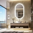 thumbnail image 3 of ANMOE HOME INC Oval Led Wall Bathroom Mirror Illuminated Backlit 3 Lights Anti-fog 19x39inch, 3 of 5