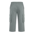 thumbnail image 4 of Domuza Men's Cargo Shorts 3/4 Relaxed Fit Below Knee Work Shorts Elastic Waist Hiking Shorts with Pockets Gray M, 4 of 8