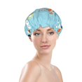 thumbnail image 3 of Kll Let'S Go On An Adventure Pattern Shower Cap & Bath Cap For Women,Reversible Oversized Waterproof Shower Caps For All Hair Lengths,Elastic Reusable Bathing Hair Cap, 3 of 9