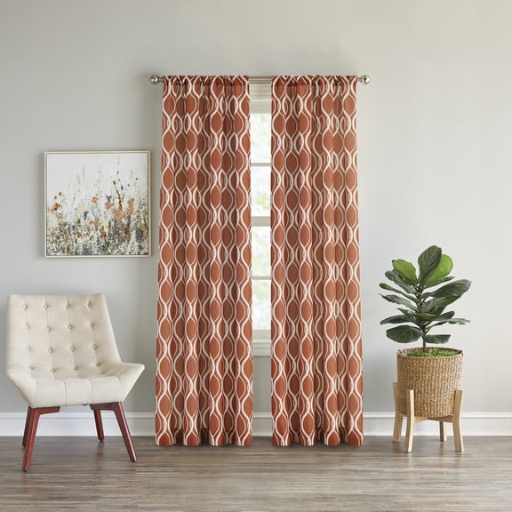 Curtainworks Morocco Single Curtain Panel, Pole Top, Clay, 100% Polyester, 50"W x 84"L, Adult