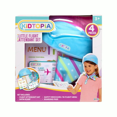 Kidtopia Little Flight Attendant Role Play Set with 4 Accessories for Kids Aged 3 and Up