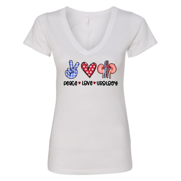 Inktastic Peace, Love, Urology, Healthcare Craft Women's V-Neck T-Shirt