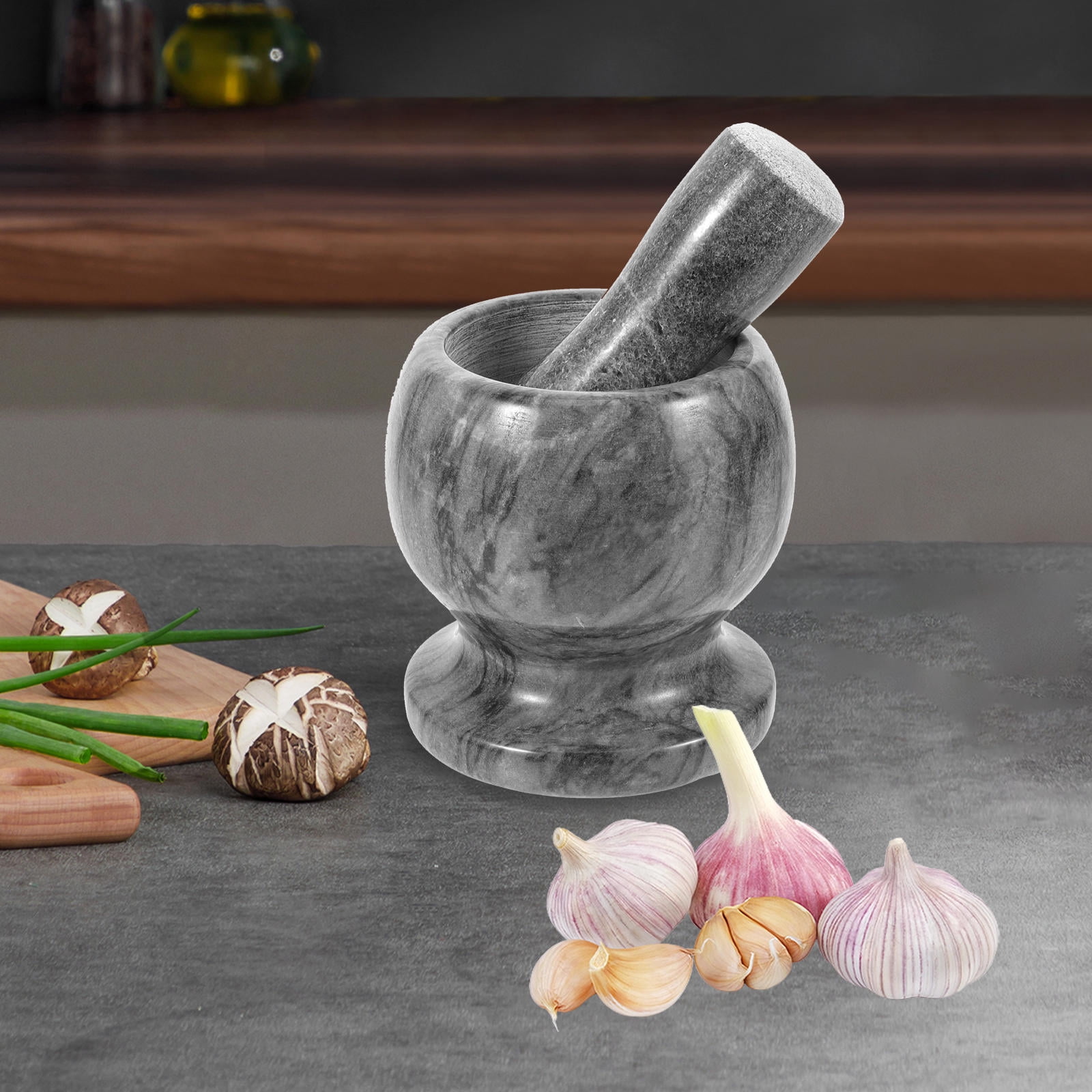 GETAJGHSD Round Grinding Bowl Marble for Professional Users in Kitchen Use 1 Set 4.1in