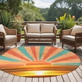 thumbnail image 5 of 8ft Round Rug, Orange Sunset Non-Skid Rubber Backing Large Area Rugs - Living Room Bedroom Home Office, Abstract See Beach Landscape Vintage Indoor Floor Mat Carpets Washable Rug, 5 of 9