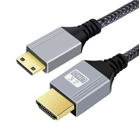 CY 0.3m HDMI 2.0 Male to Mini HDMI Type-C Male 4K 60hz Cable with Sleeve Straight Connector for HDTV Computer Laptop Monitor