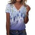 thumbnail image 1 of Gvmfive Women Plus Size Short Sleeve V Neck Lace Tops Tunic Blouse, 1 of 3