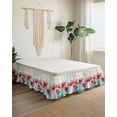 thumbnail image 2 of Spring Floral Wrap Around Bed Skirts for California King Bed 16" Drop,Bed Skirt with Adjustable Elastic Belt Dust Ruffle Bed Valance for Bedroom Watercolor Summer Botanical Colorful Bed Frame Cover, 2 of 7