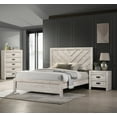 thumbnail image 5 of Full Size Rustic Beige Gray Wooden Bed Frame with Geometric Chevron Headboard - Solid &amp; Durable Bedroom Furniture, Contemporary Style, 79.7" L, 5 of 6