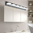 thumbnail image 4 of Modern 6-Light Black LED Bathroom Vanity Light Fixture for Mirrors, Adjustable Brightness Dimmable Lighting for Makeup Vanity, Energy-Efficient Water-Resistant Design, 4 of 9