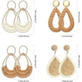 thumbnail image 3 of NICKSUN 4 Pairs Handmade Raffia Rattan Bohemian Round Drop Dangle Earrings for Women, Boho Statement Cute Fun Hoop Earrings Set, 3 of 8