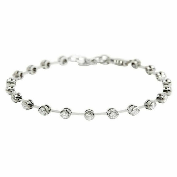 1.20CT Natural Diamond (I-J,SI1) Bar Link Bracelet 14K White Gold Fine Jewelry for Women Gifts