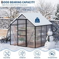 thumbnail image 3 of 6×6 FT Greenhouse for Outdoors, Polycarbonate Greenhouse with Adjustable Roof Vent, Sliding Door and Rain Gutter, Aluminum Walk-in Green Houses for Outside Patio Backyard Garden, Black, 3 of 7