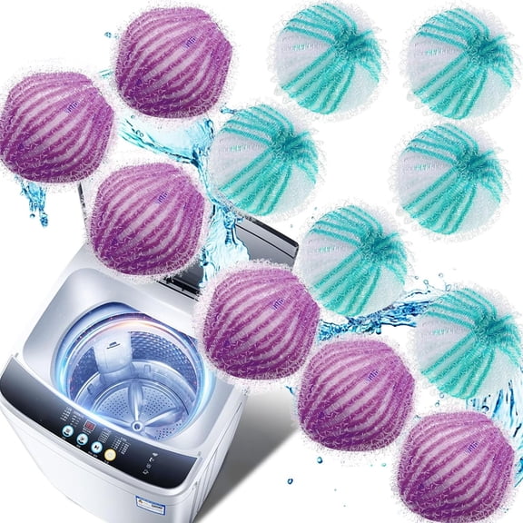 12 Pcs Pet Hair Remover for Laundry, Dryer Balls for Pet Hair, Cats Dogs Hair Remover Balls for Washing Machine, Reusable Laundry Pet Hair Catcher Pur
