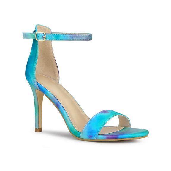 BLISSFUL STEP Women's Sandals Stiletto Heels Ankle Strap Tie Dye Sandals