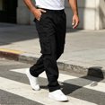 thumbnail image 3 of Maplenight Mens Straight Leg Cargo Pants Drawstring Elastic Waist Hiking Pants Outdoor Casual Work Trousers with Multi Pockets, 3 of 7