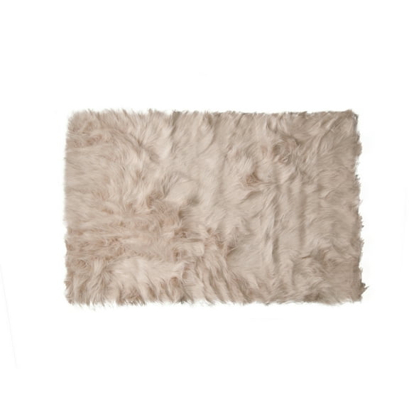 Luxe Hudson Faux Sheepskin Rug 2x3 Tan Soft Decorative Throw