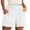White, variant on SOFTCCLO Shorts for Women Solid Color Pocket Wide Leg Shorts Beach Summer Loose Sports Hot Pants Womens Shorts Black L