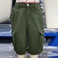 thumbnail image 4 of Womens Shorts Elastic Waist Knee-Length Button Jean Shorts Soild Color Fashion Casual Summer Shorts with Pocket for Vacation, 4 of 6